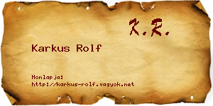 Karkus Rolf névjegykártya